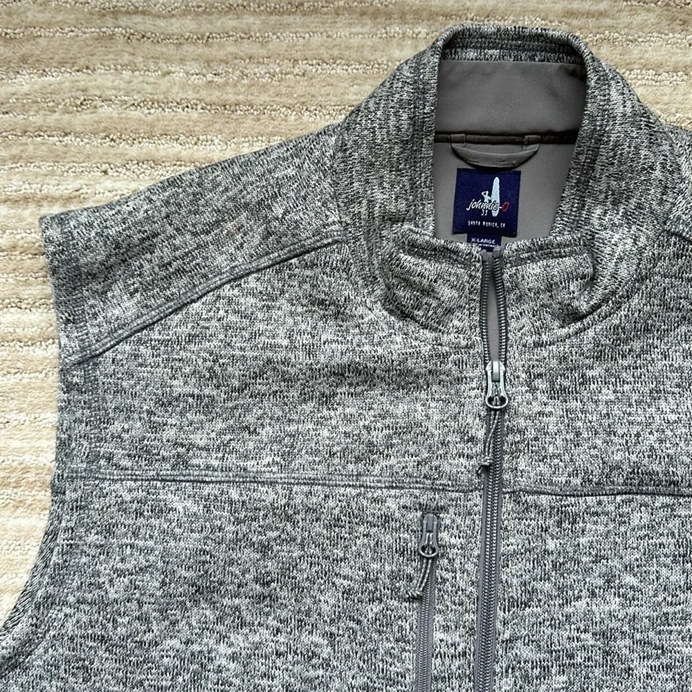 EUC Johnnie-O Wes Full Zip Fleece Vest Light Gray Size XL